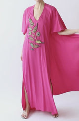 Pink and yellow floral cape long Kaftan