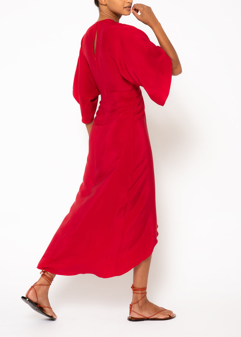 Katherine Red Silk Maxi Dress Jaline Resort 9242