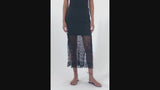 Black macrame slit skirt