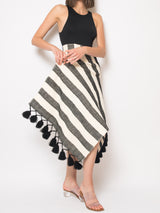 Black/ecru cotton striped shawl