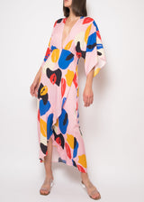 Abstract print wrap maxi dress