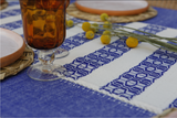 blue handwoven tablecloth