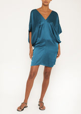 Teal Silk Short Dress