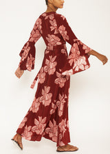 floral pink maxi wrap dress