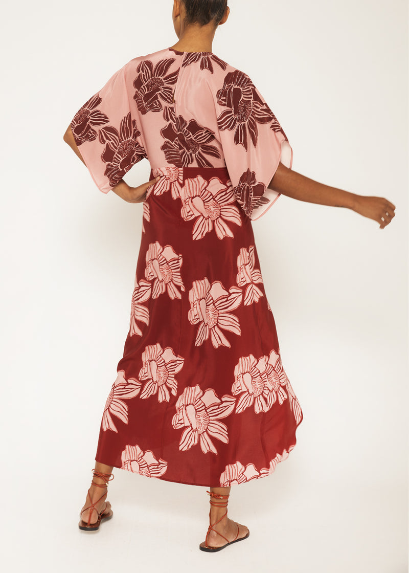 two tone pink floral maxi dress