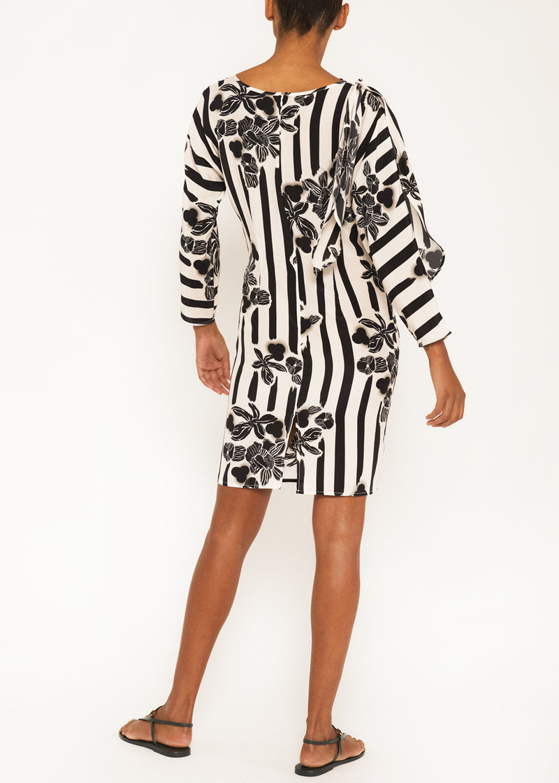 black and white stripe print dress