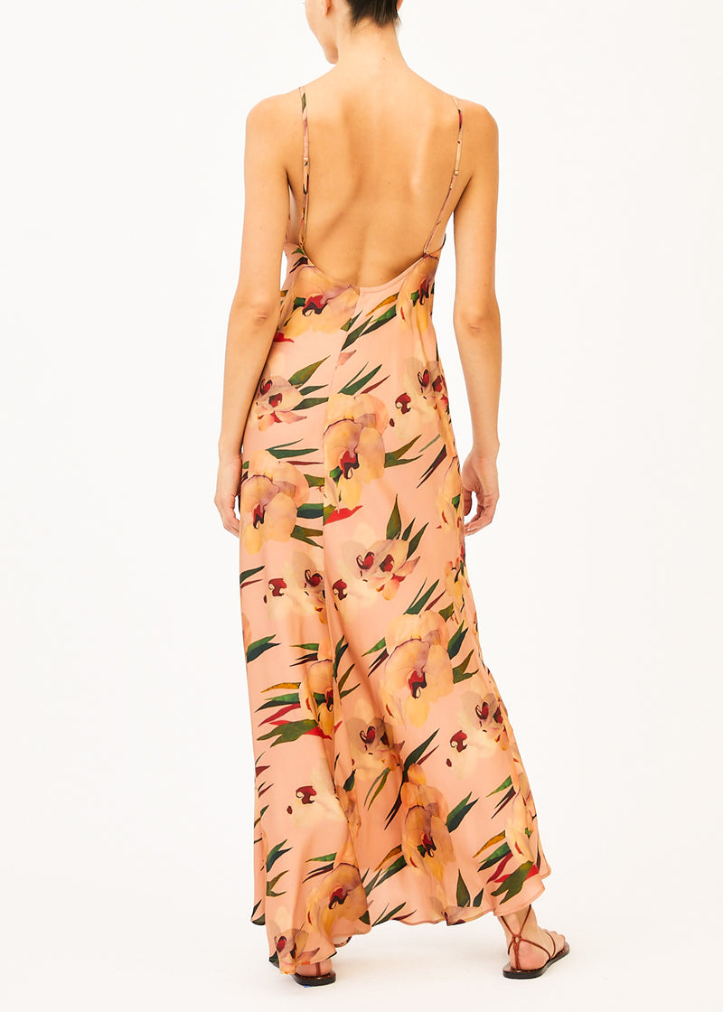 angelique floral maxi dress Anglique brown floral-print asymmetrical maxi dress