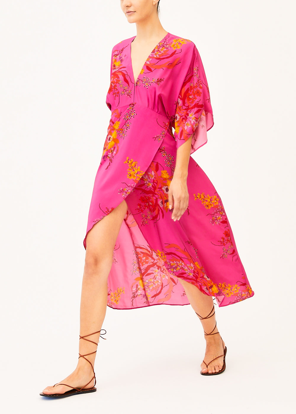 Katherine Pink Silk Floral Dress – Jaline Resort