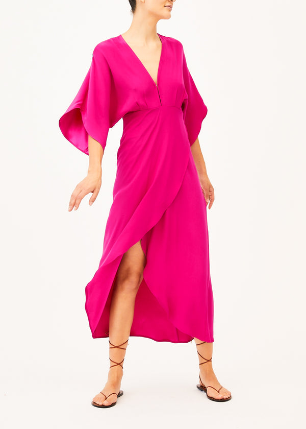 silk maxi pink dress
