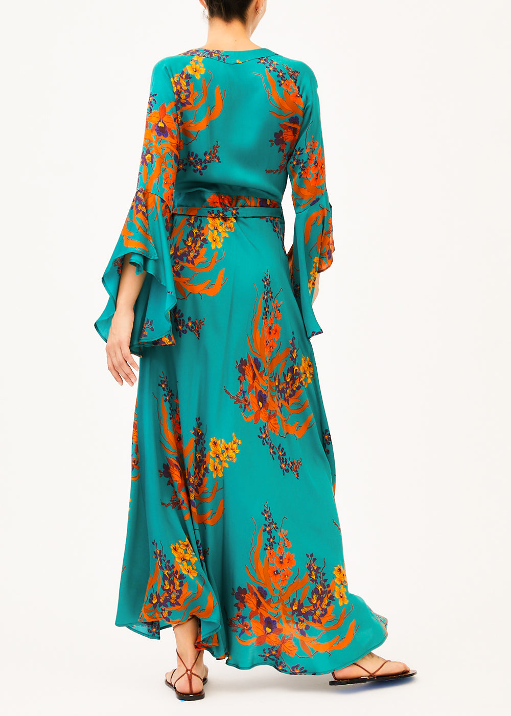 Melanie Green Floral Wrap Dress SMALL